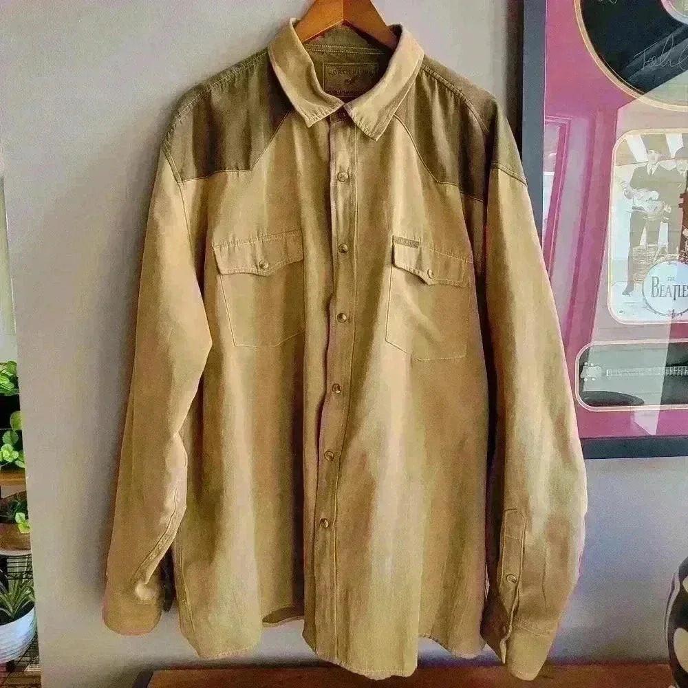 COPY - North River Outfitter Men's Shirt Long Sleeve XXL Brown/Camel Western - Picture 2 of 15
